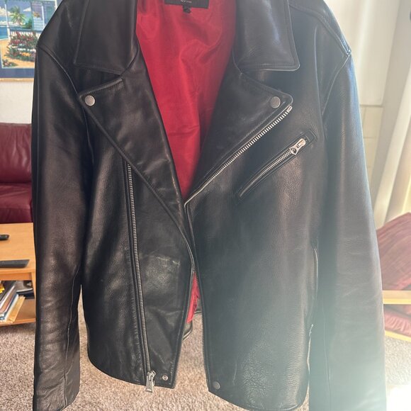 rag and bone Buzz Men's Leather Moto Jacket xxl